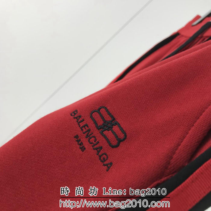 BALENCIAGA巴黎世家 18ss秋冬新款 字母小logo 純棉男款休閒褲 紅色 ydi1256